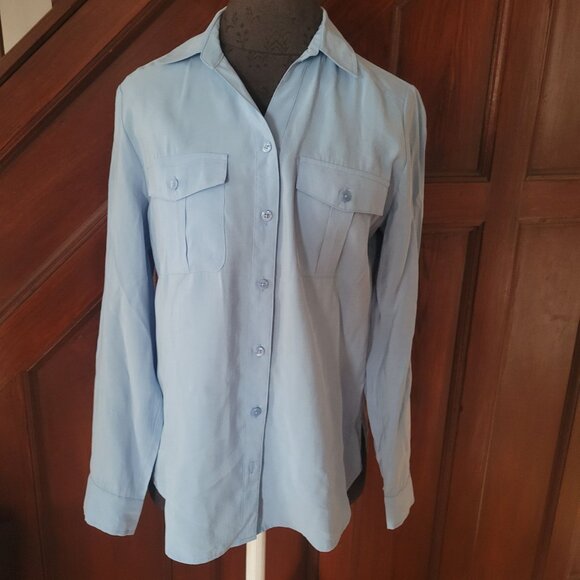 Chicos Light Blue Button-Down Long Sleeve Blouse Size 0 Small Womens - Picture 1 of 7